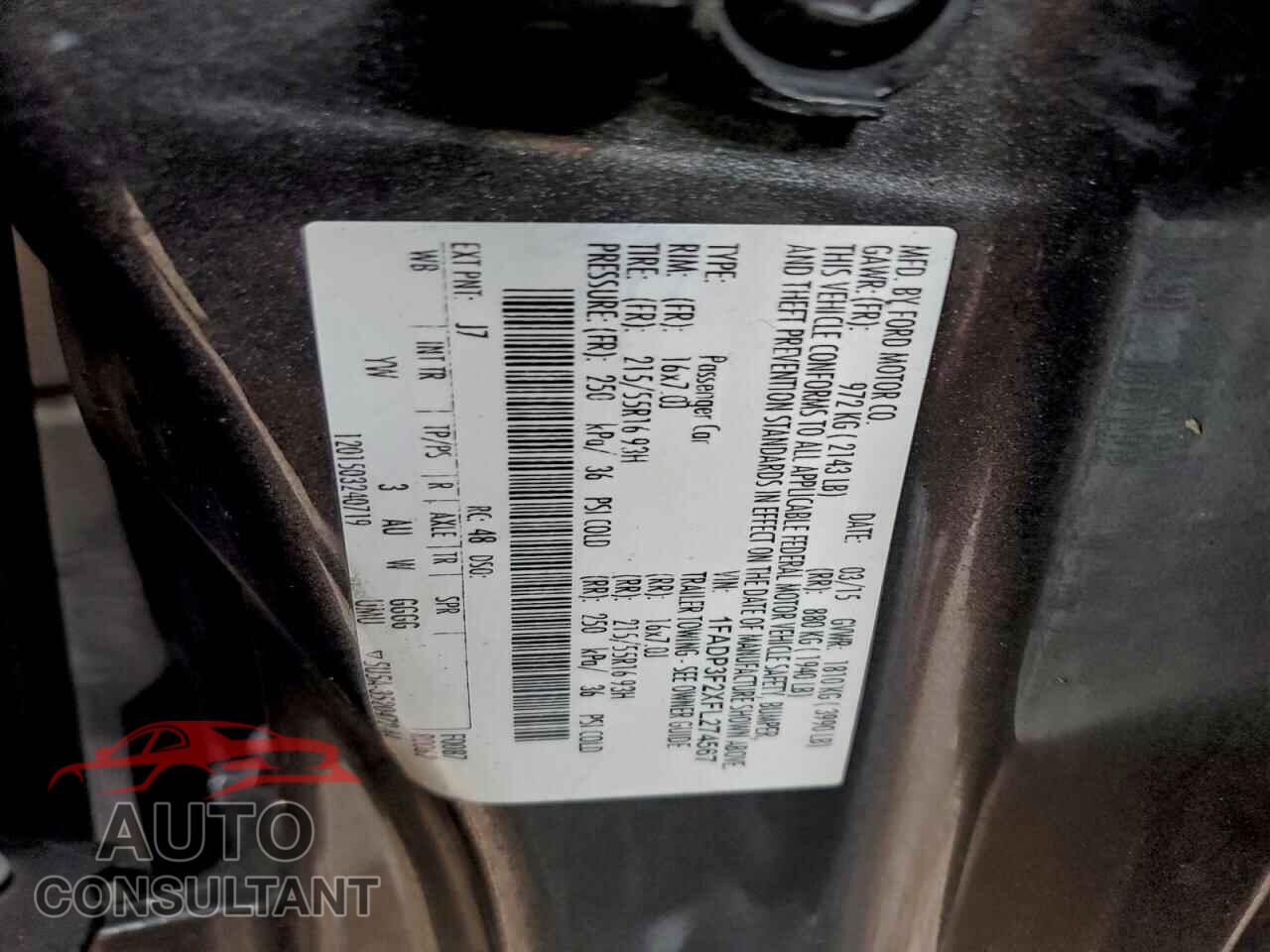 FORD FOCUS 2015 - 1FADP3F2XFL274567
