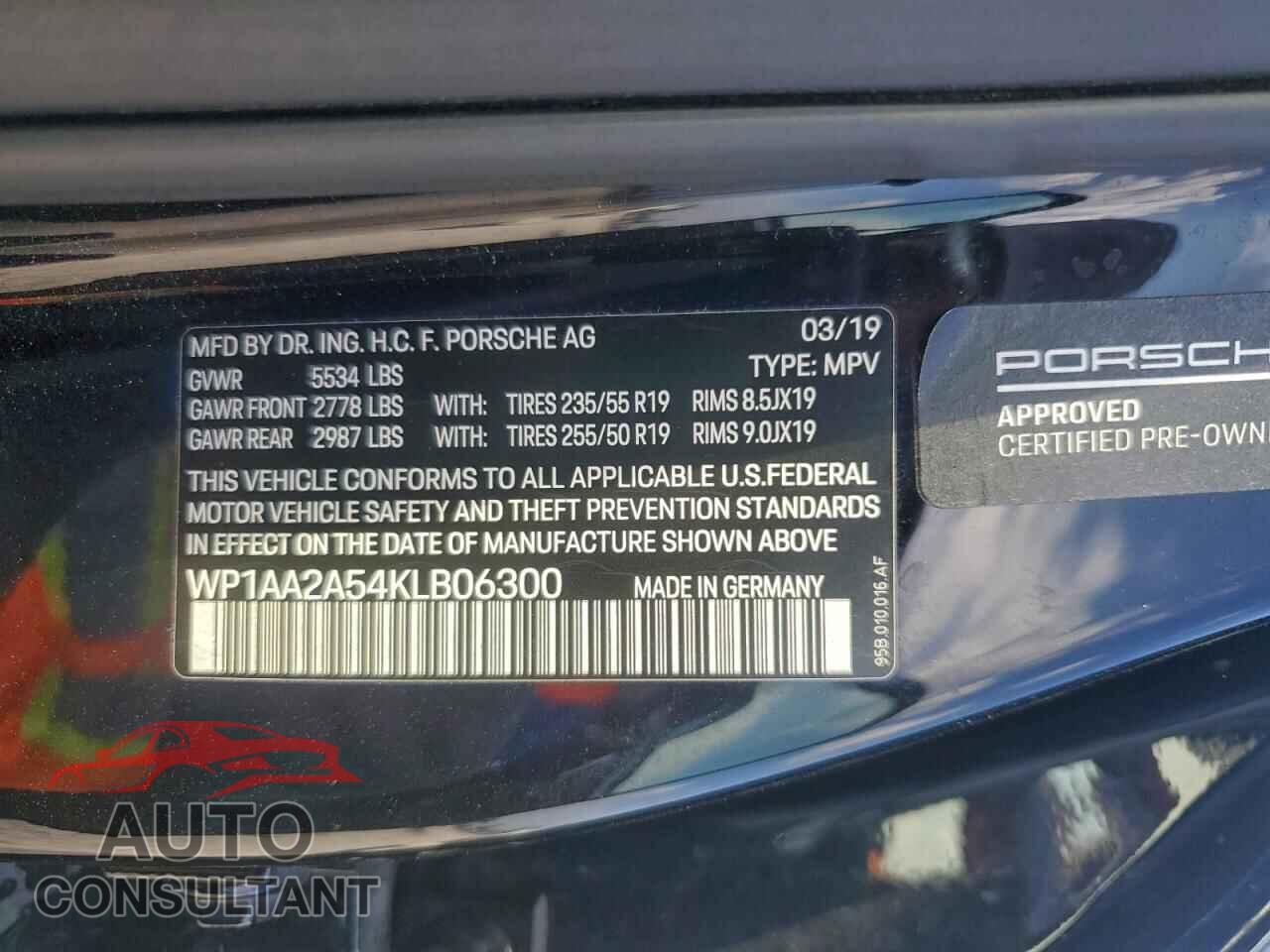 PORSCHE MACAN 2019 - WP1AA2A54KLB06300
