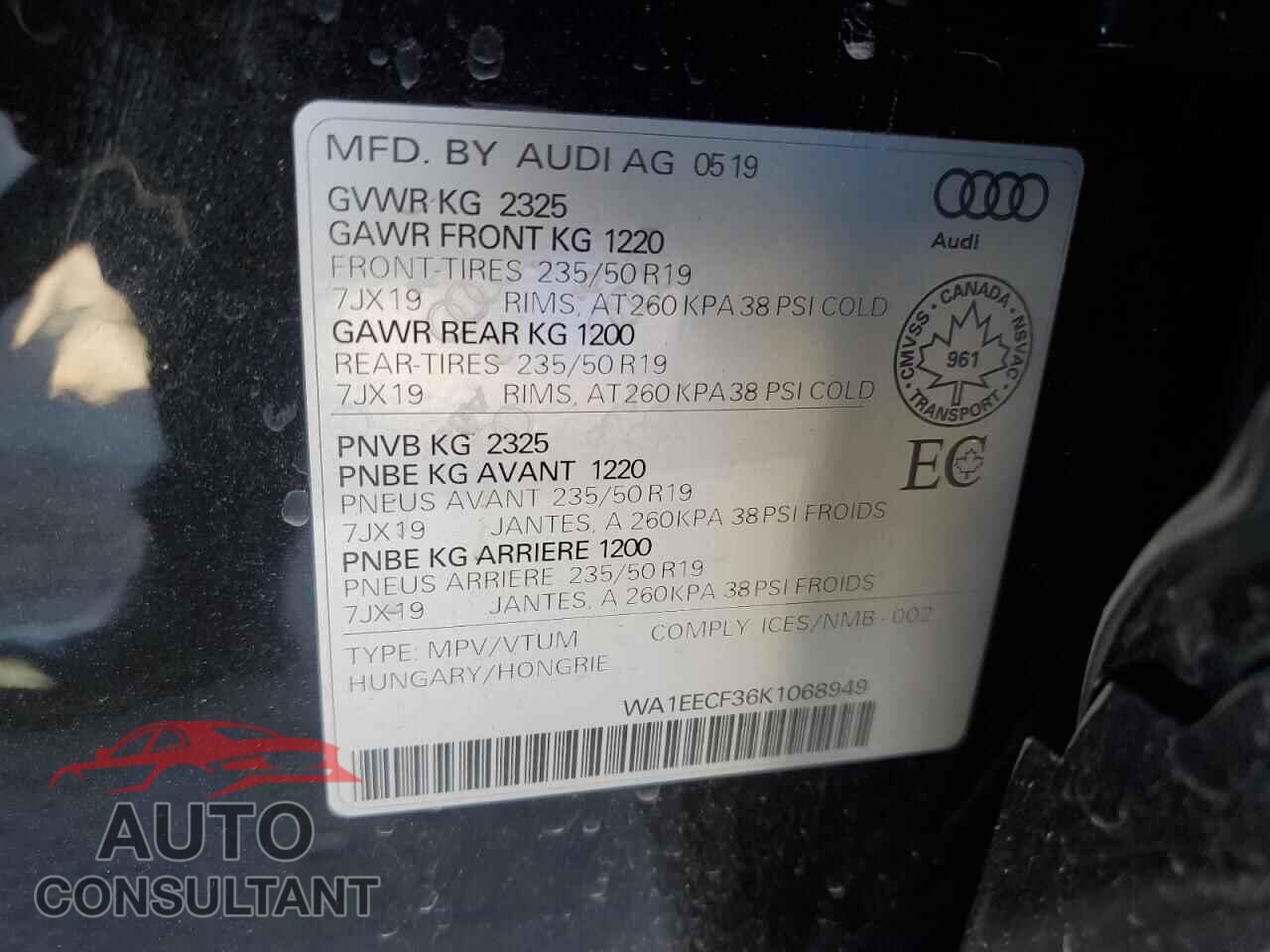 AUDI Q3 2019 - WA1EECF36K1068949