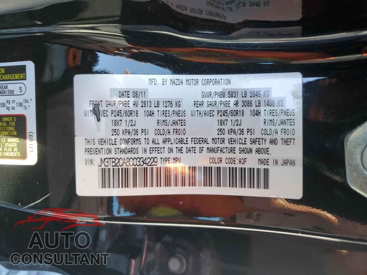 MAZDA CX-9 2012 - JM3TB2CA8C0334229