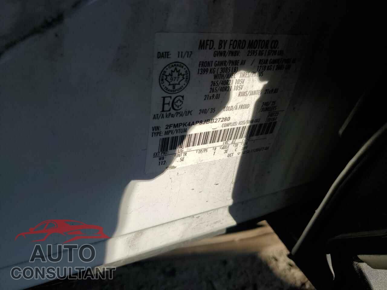 FORD EDGE 2018 - 2FMPK4AP8JBB27280
