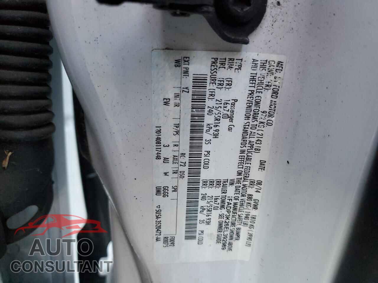 FORD FOCUS 2014 - 1FADP3K26EL392989
