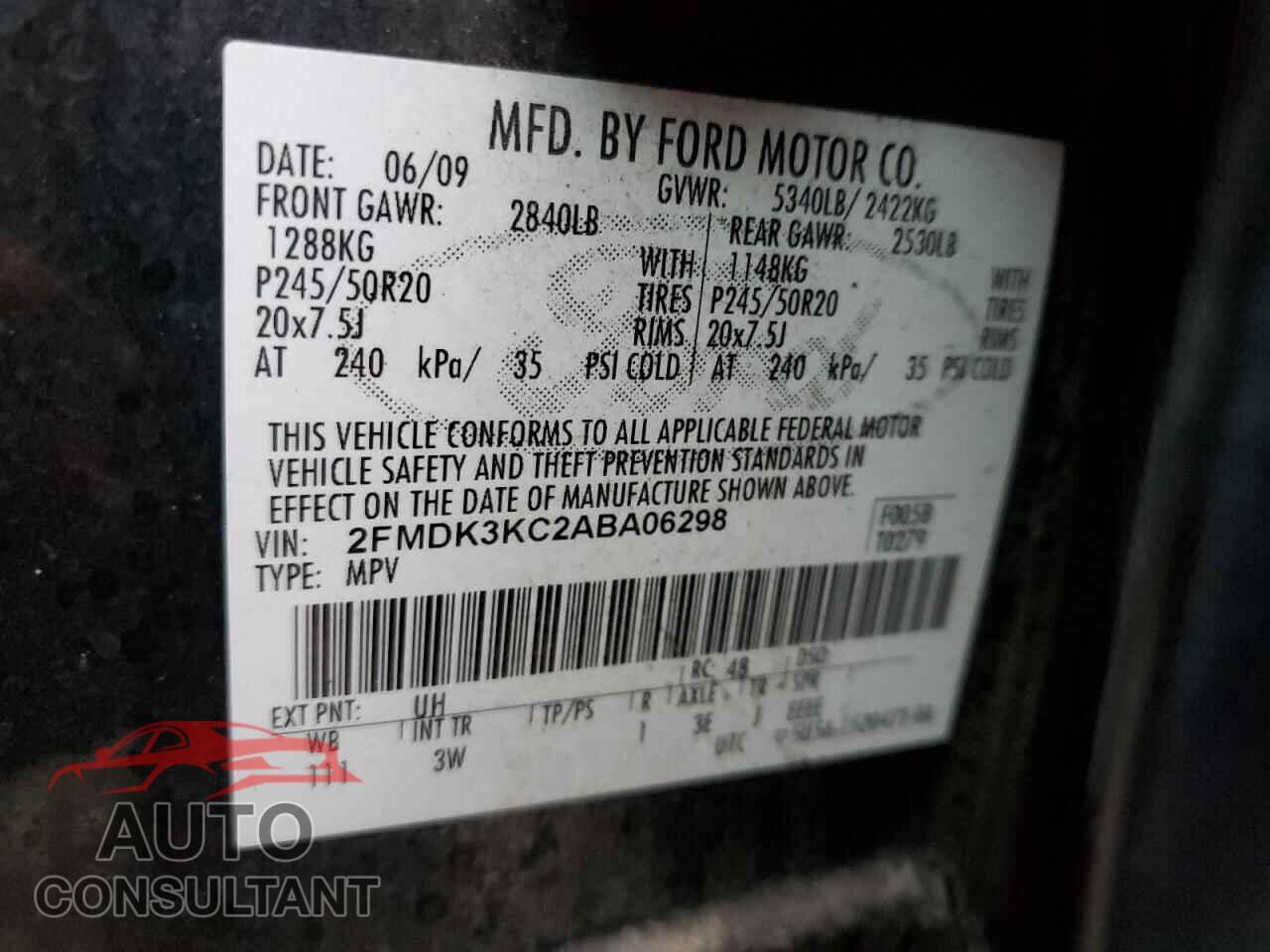 FORD EDGE 2010 - 2FMDK3KC2ABA06298
