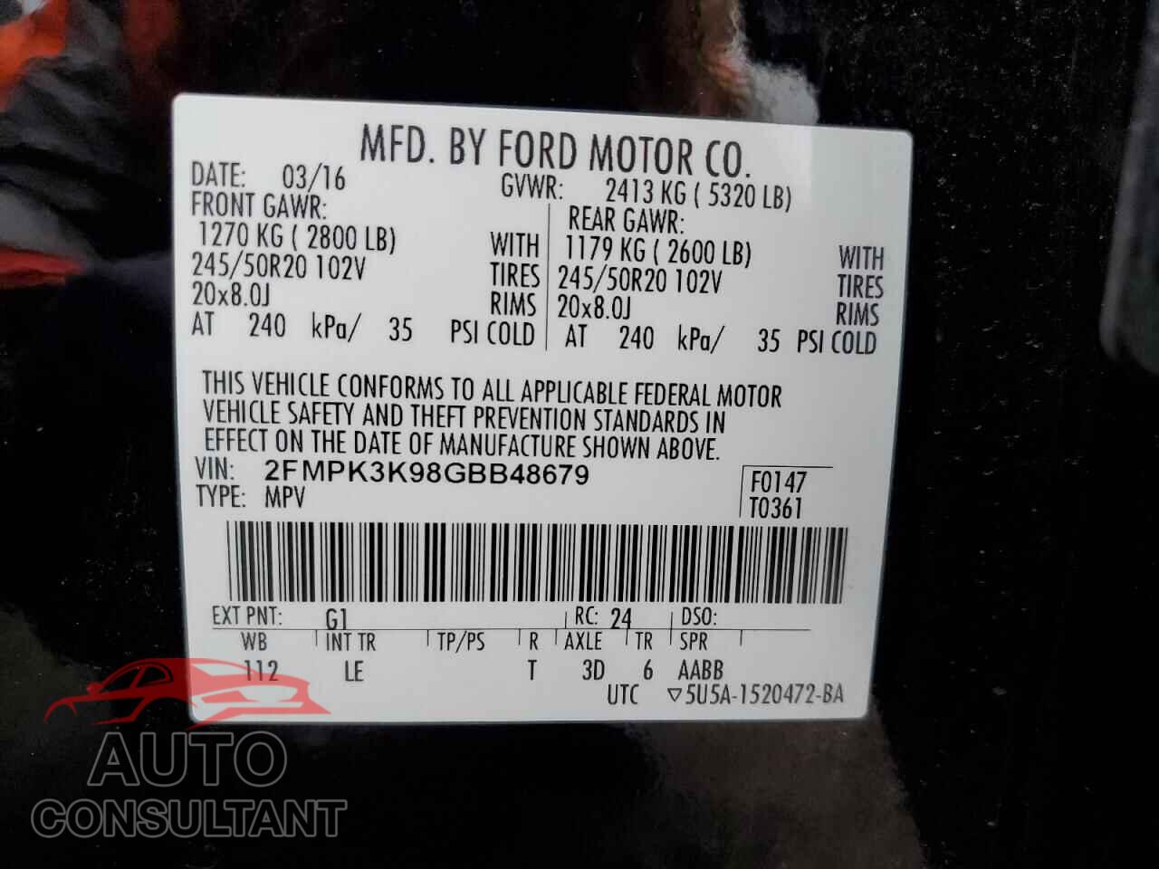 FORD EDGE 2016 - 2FMPK3K98GBB48679