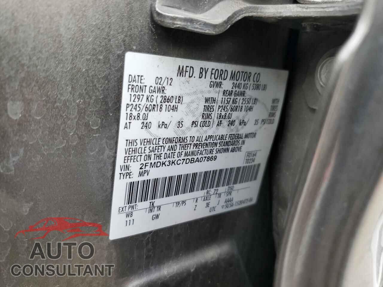 FORD EDGE 2013 - 2FMDK3KC7DBA07869