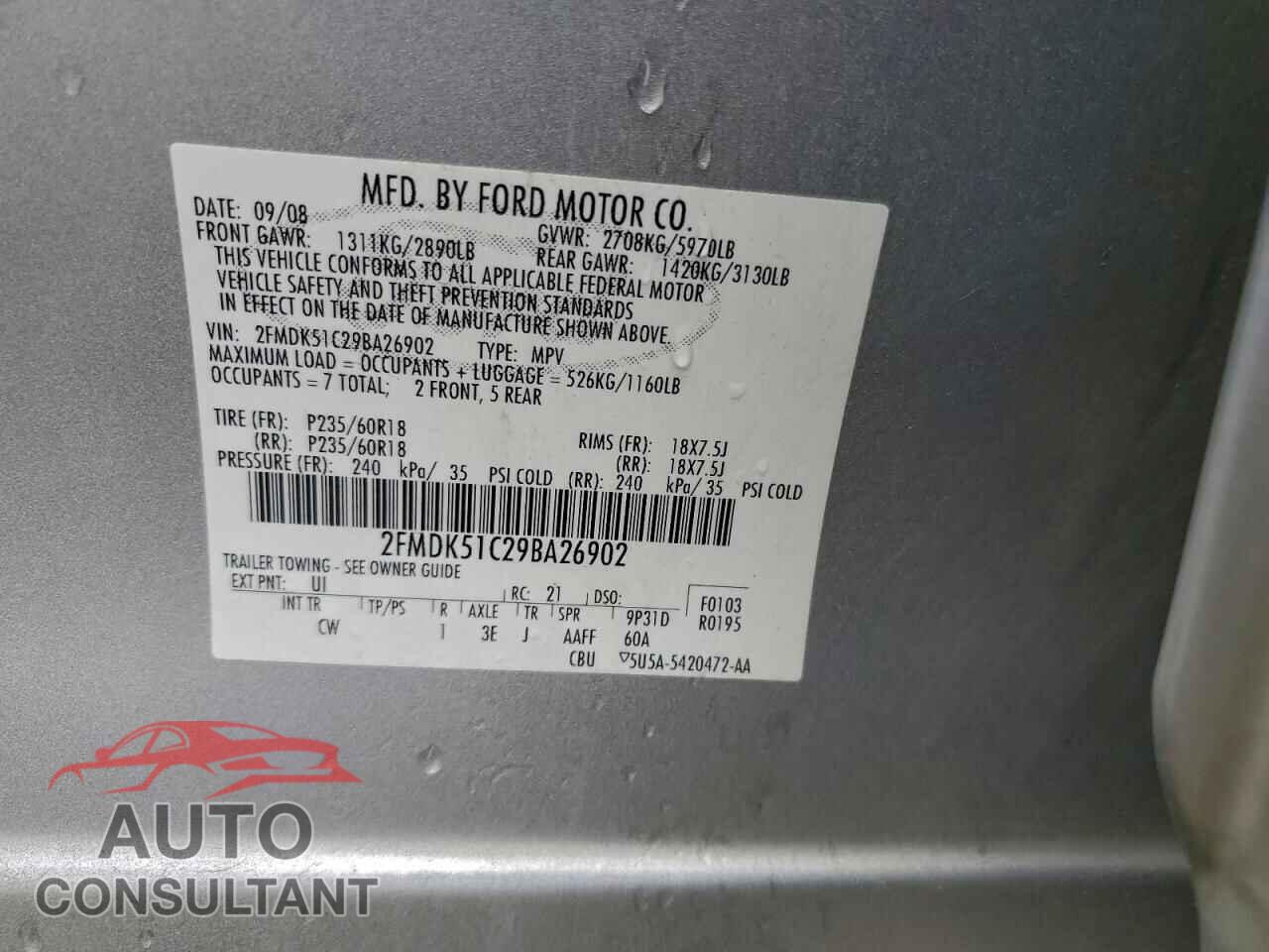 FORD FLEX 2009 - 2FMDK51C29BA26902