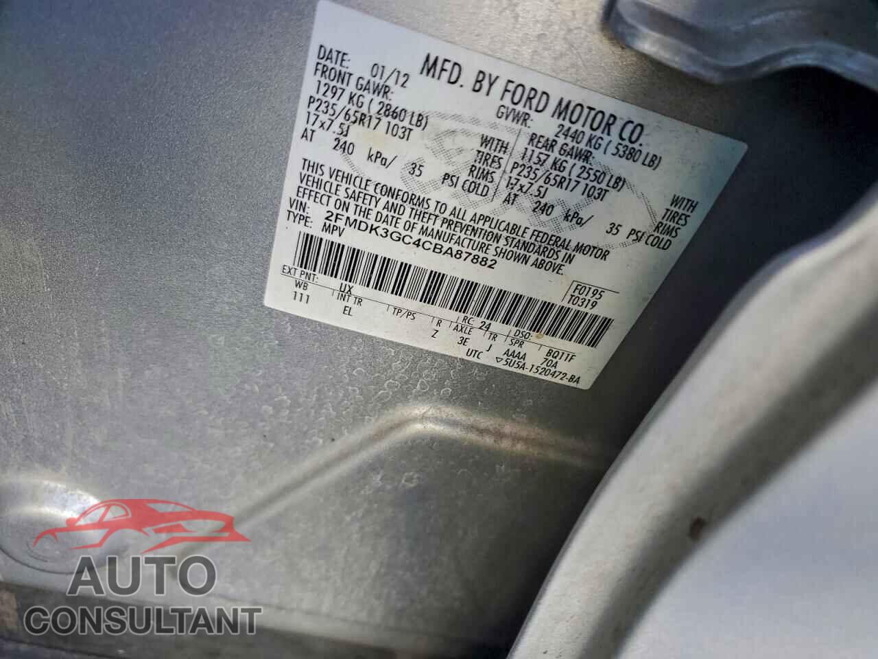 FORD EDGE 2012 - 2FMDK3GC4CBA87882
