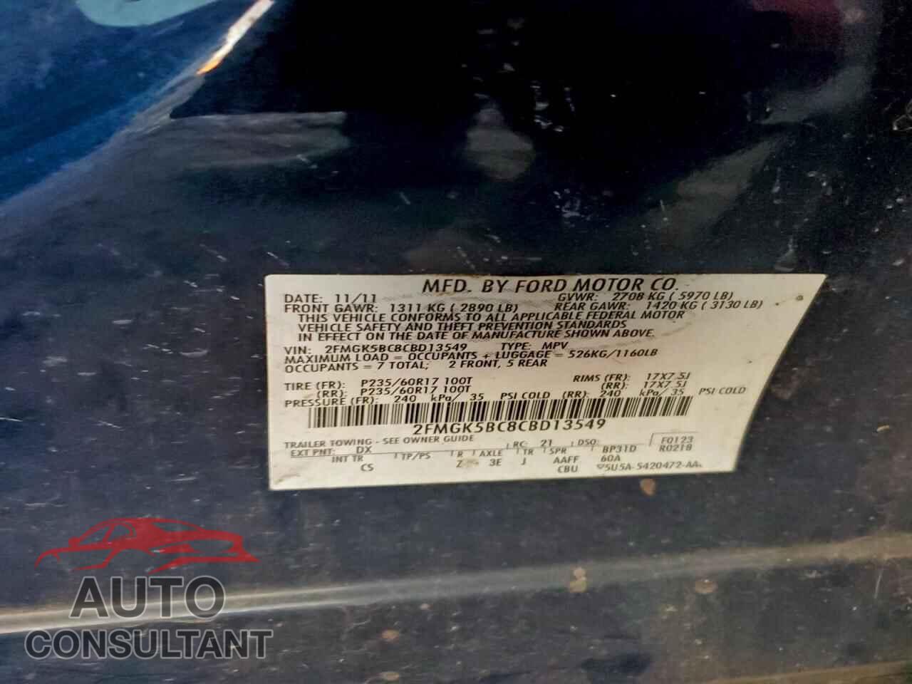 FORD FLEX 2012 - 2FMGK5BC8CBD13549