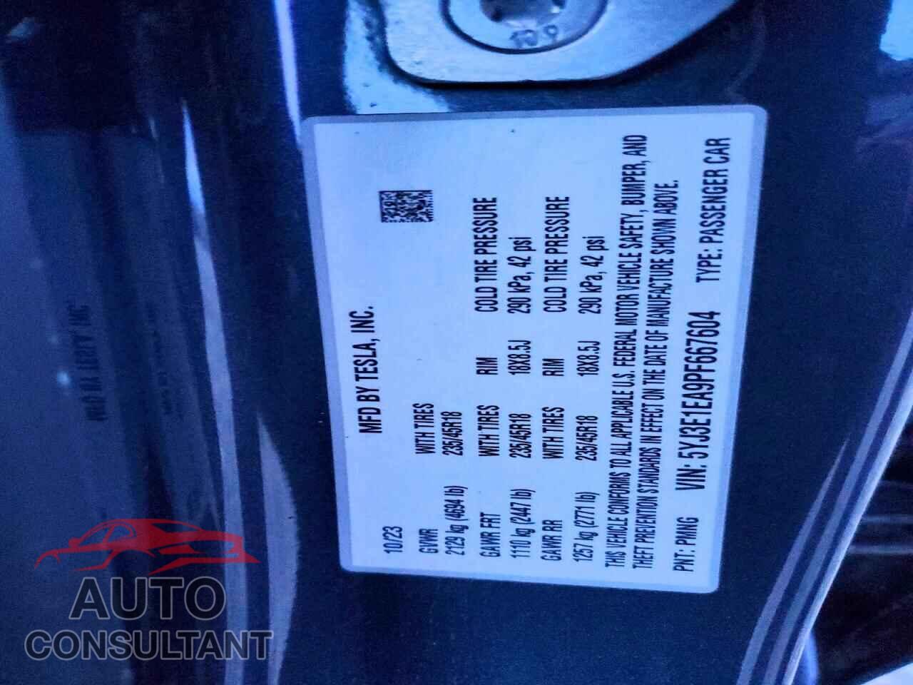 TESLA MODEL 3 2023 - 5YJ3E1EA9PF667604