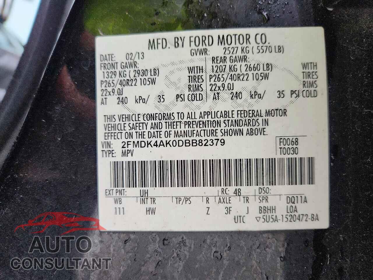 FORD EDGE 2013 - 2FMDK4AK0DBB82379