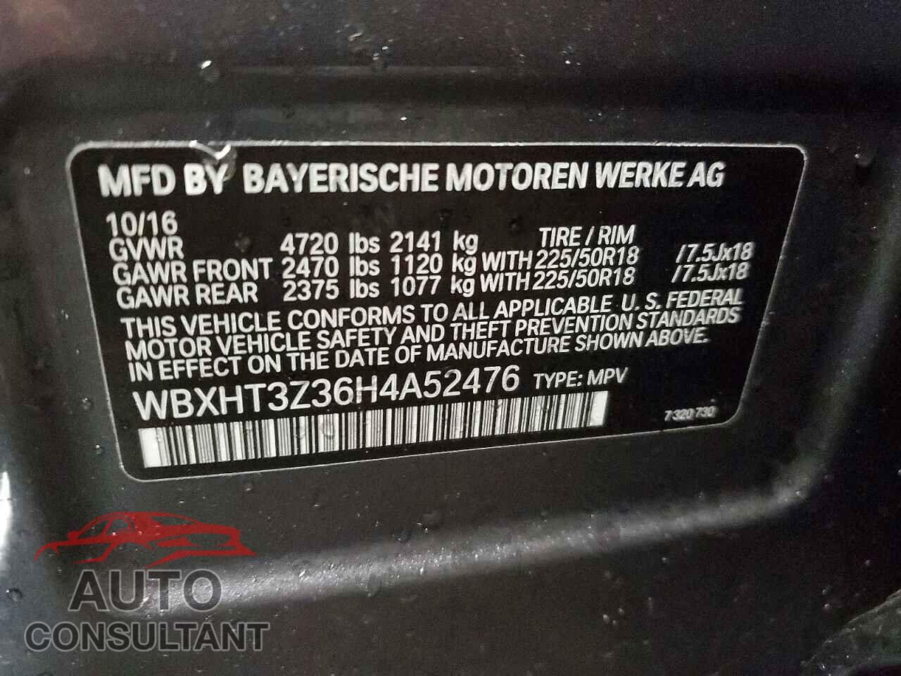 BMW X1 2017 - WBXHT3Z36H4A52476