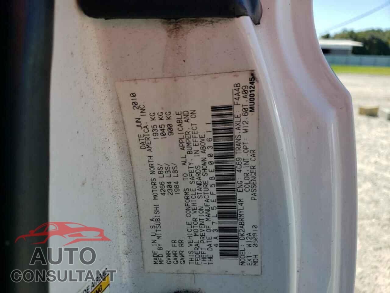 MITSUBISHI ECLIPSE 2011 - 4A37L5EF5BE003611