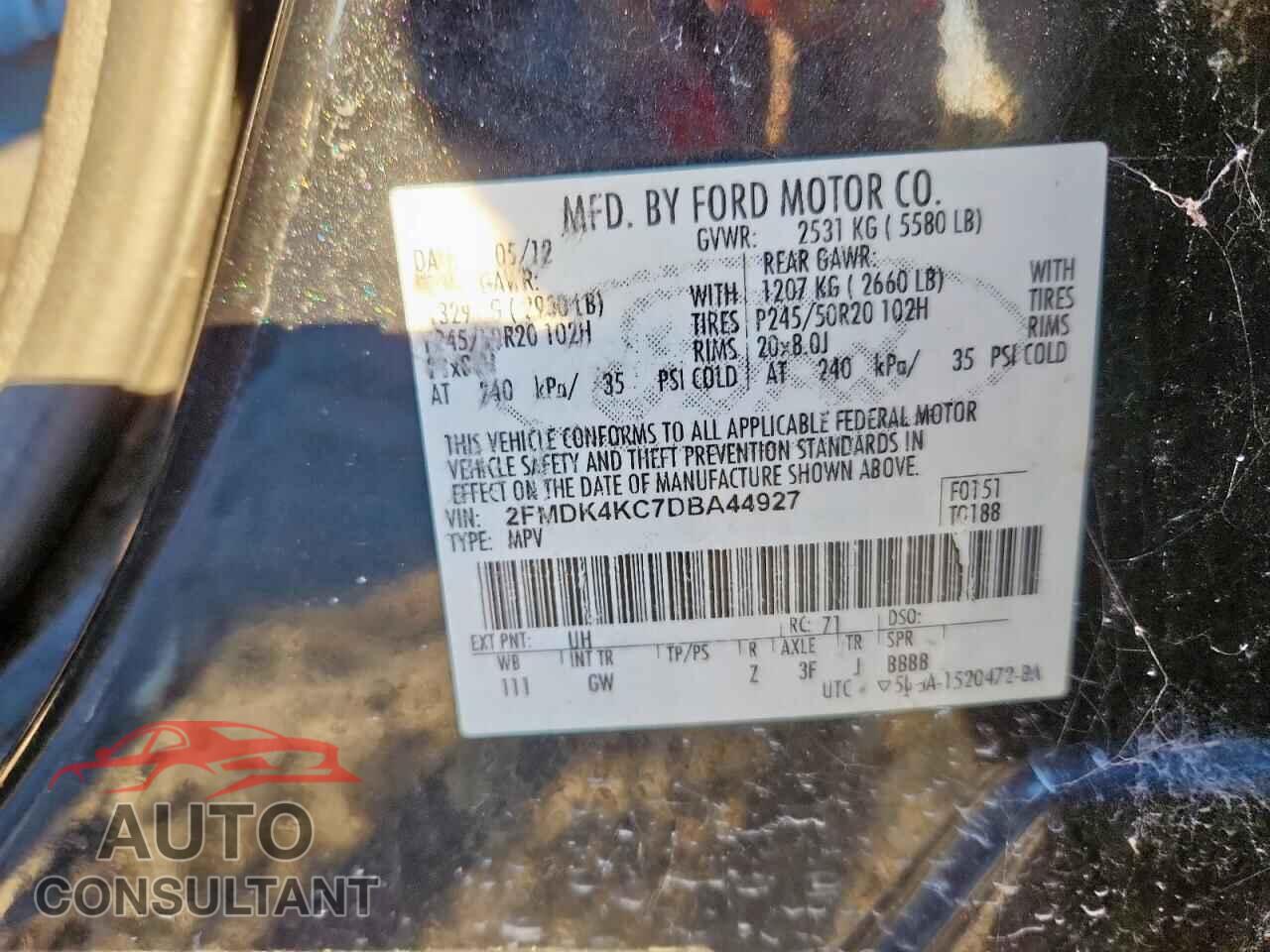 FORD EDGE 2013 - 2FMDK4KC7DBA44927