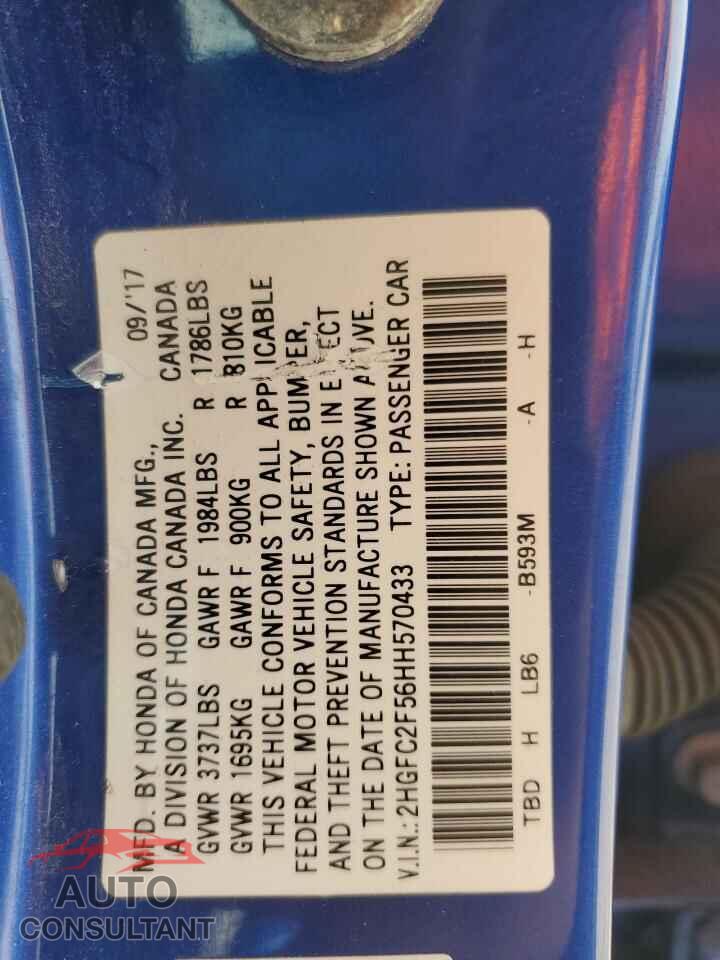 HONDA CIVIC 2017 - 2HGFC2F56HH570433