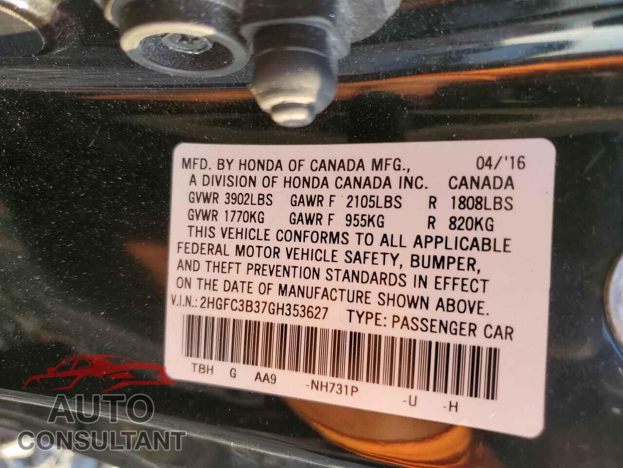 HONDA CIVIC 2016 - 2HGFC3B37GH353627