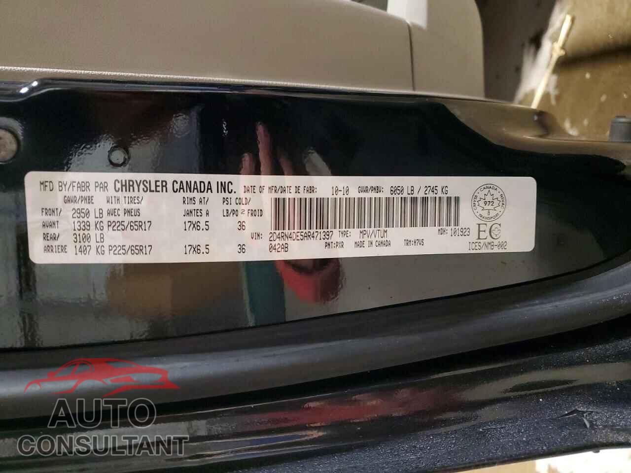DODGE CARAVAN 2010 - 2D4RN4DE5AR471397