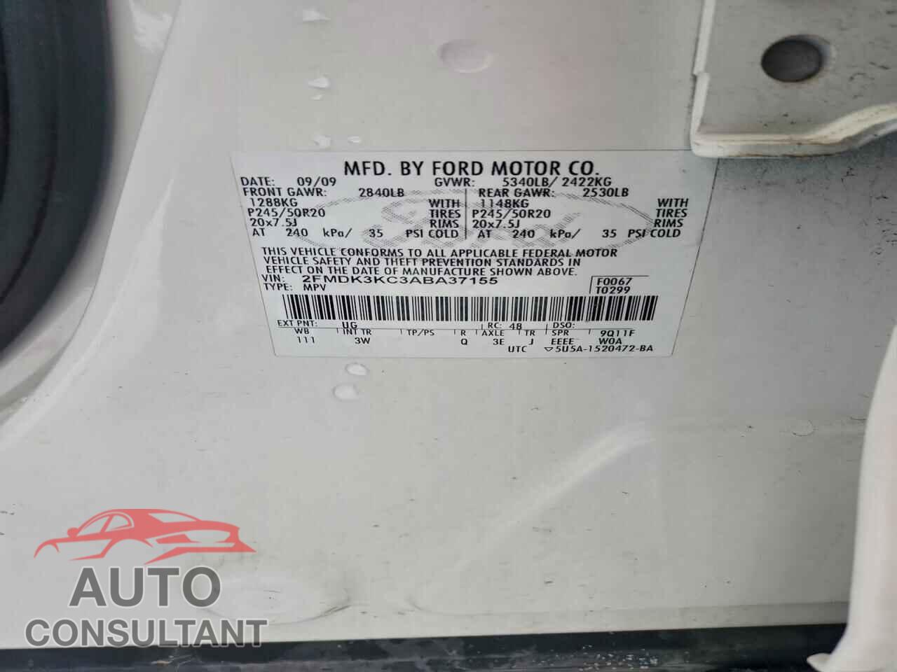 FORD EDGE 2010 - 2FMDK3KC3ABA37155