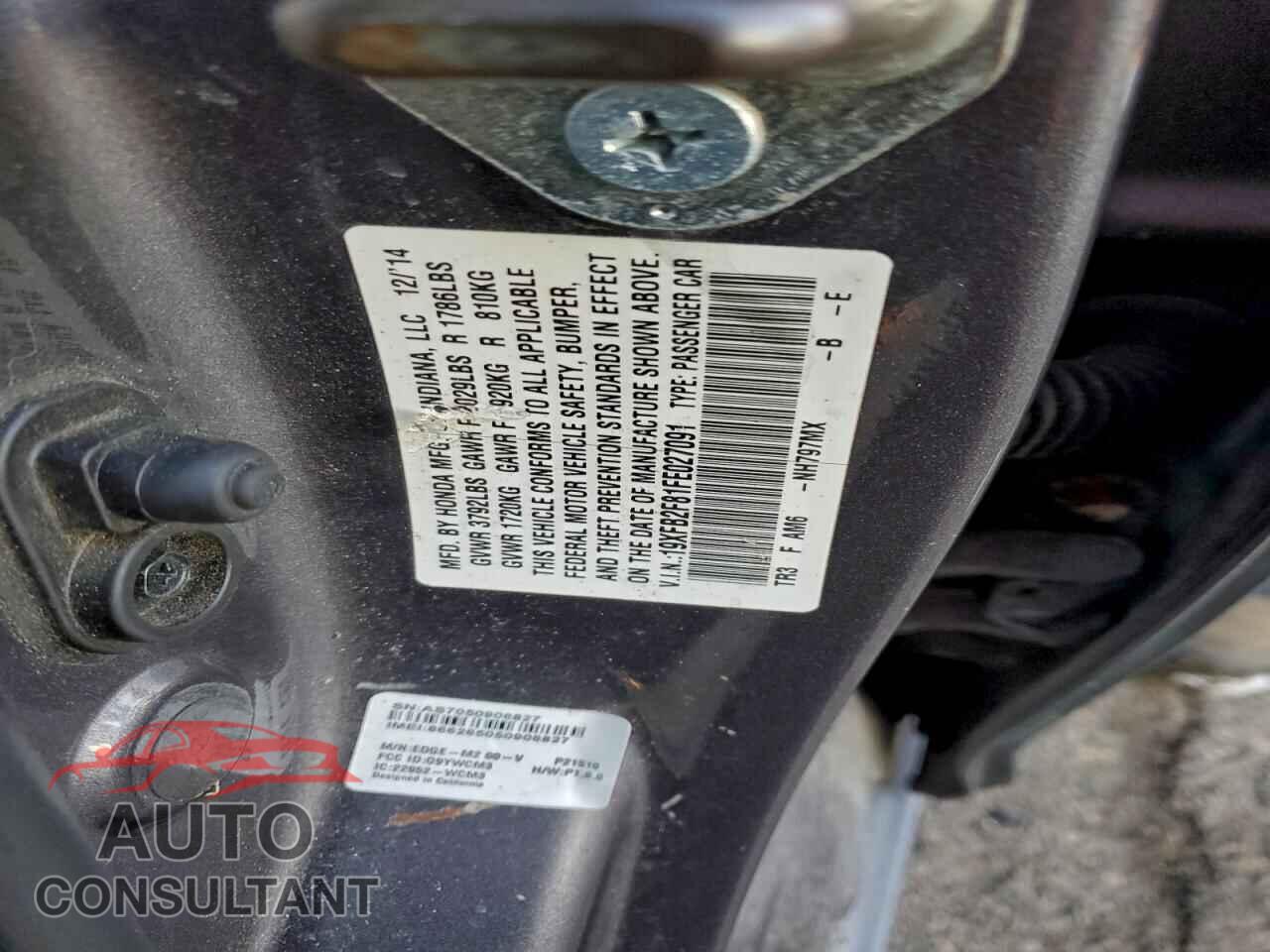 HONDA CIVIC 2015 - 19XFB2F81FE027091