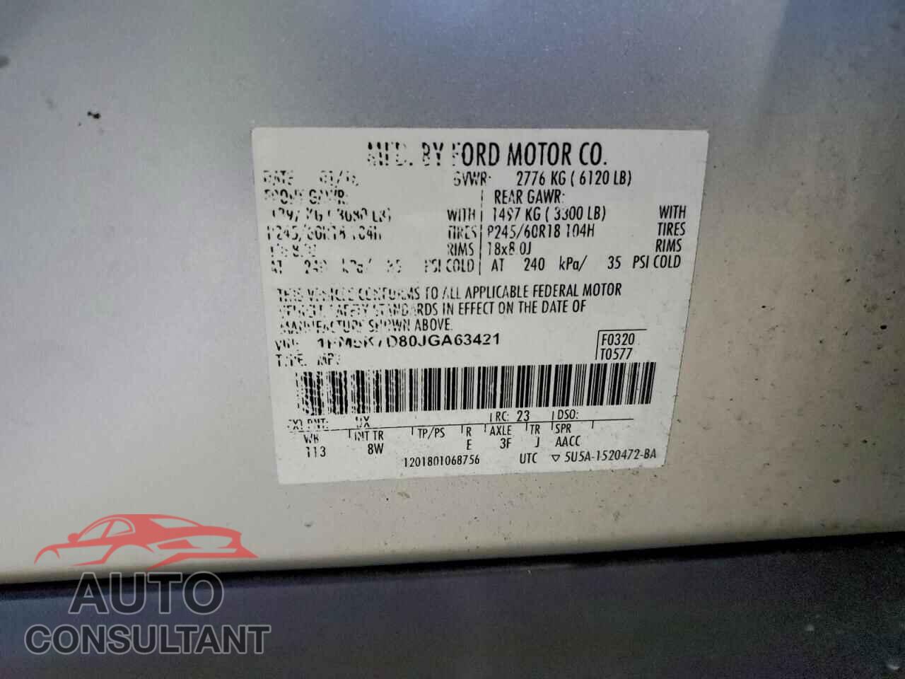 FORD EXPLORER 2018 - 1FM5K7D80JGA63421