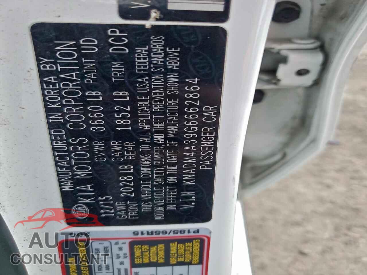KIA RIO 2016 - KNADM4A39G6662864