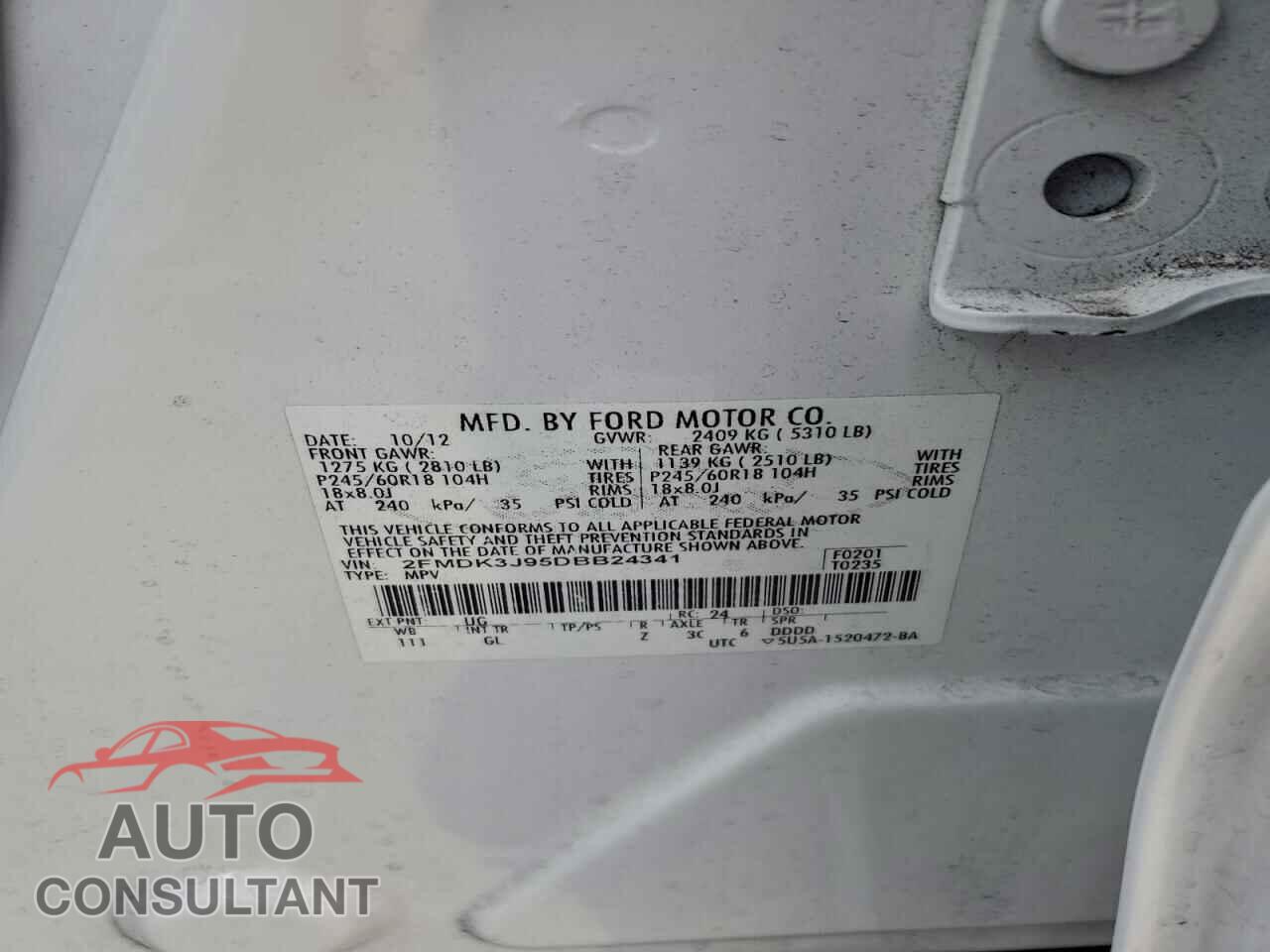 FORD EDGE 2013 - 2FMDK3J95DBB24341