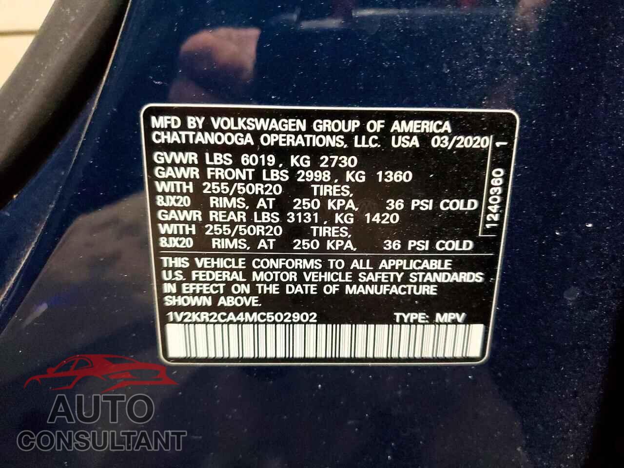 VOLKSWAGEN ATLAS 2021 - 1V2KR2CA4MC502902