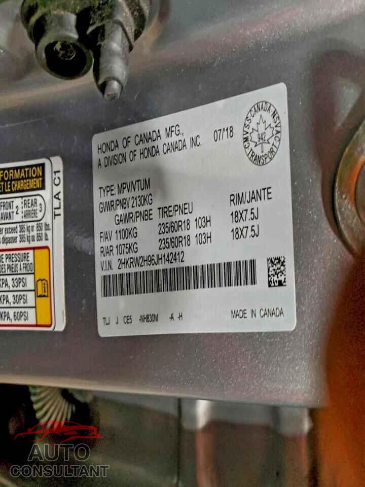 HONDA CRV 2018 - 2HKRW2H96JH142412