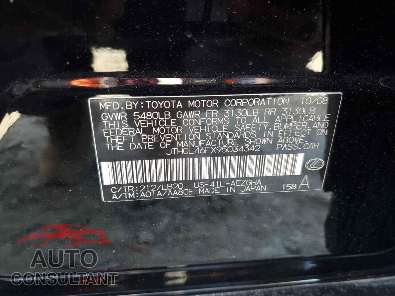 LEXUS LS460 2009 - JTHGL46FX95034342