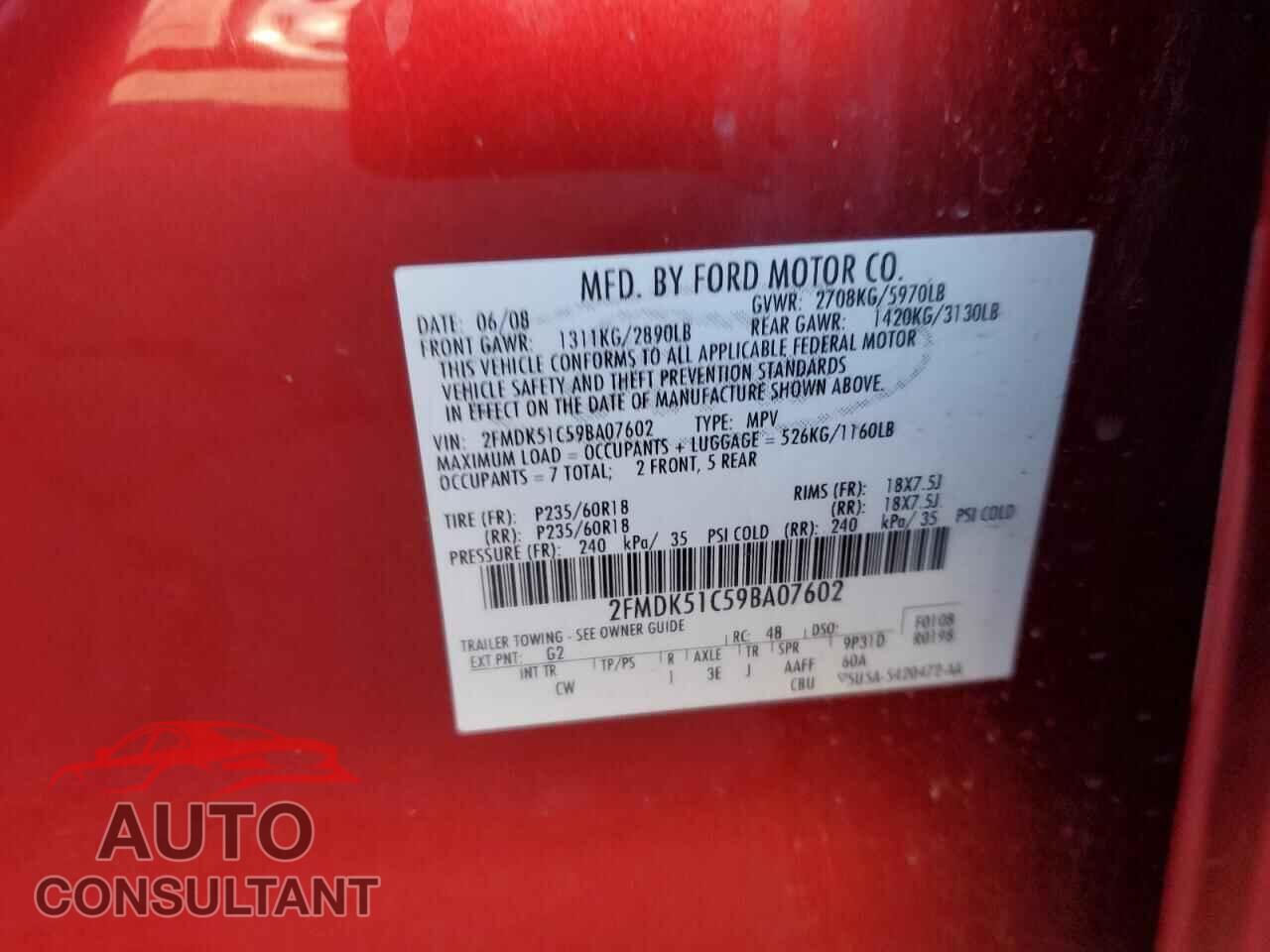 FORD FLEX 2009 - 2FMDK51C59BA07602