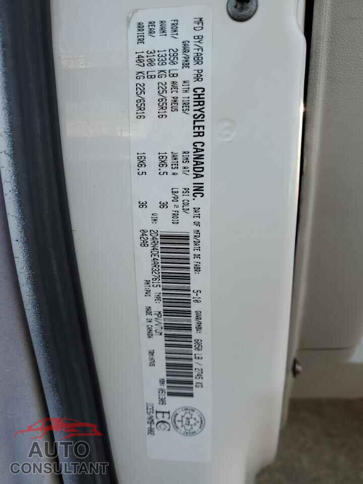 DODGE CARAVAN 2010 - 2D4RN4DE4AR327615