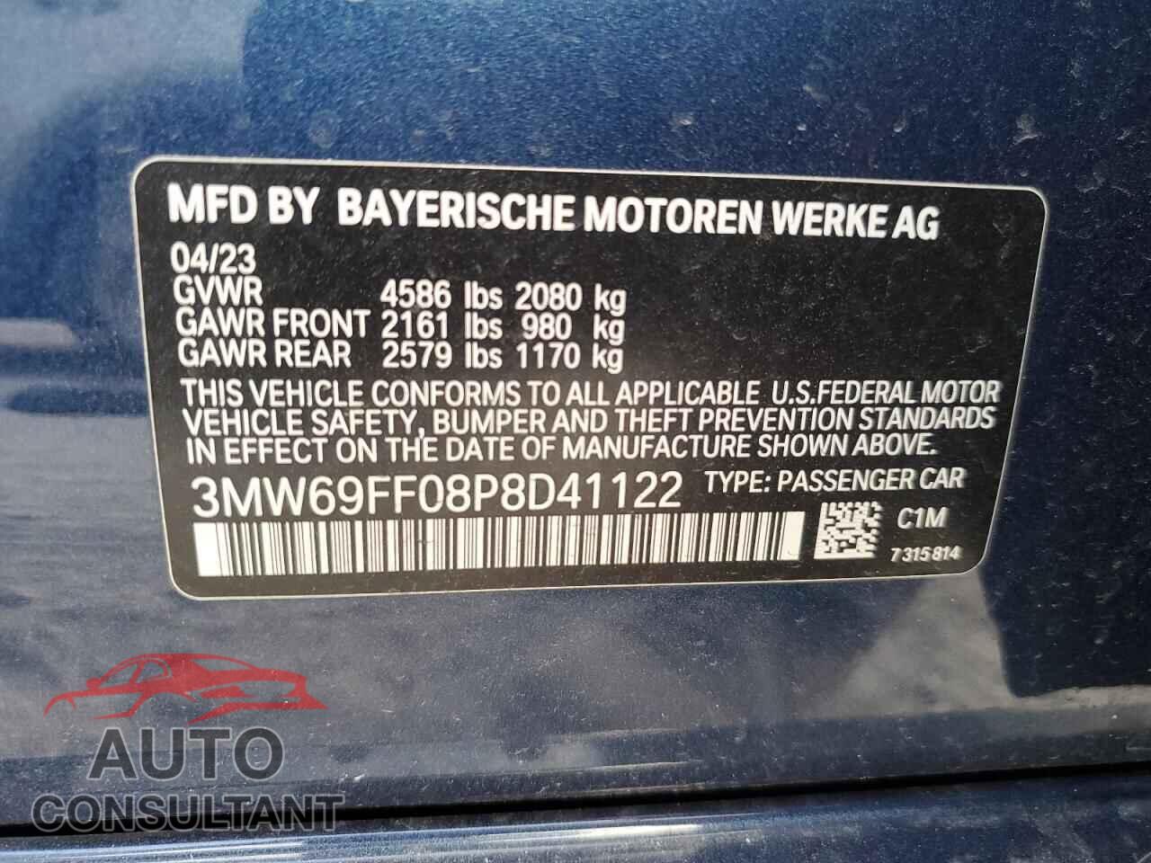 BMW 3 SERIES 2023 - 3MW69FF08P8D41122
