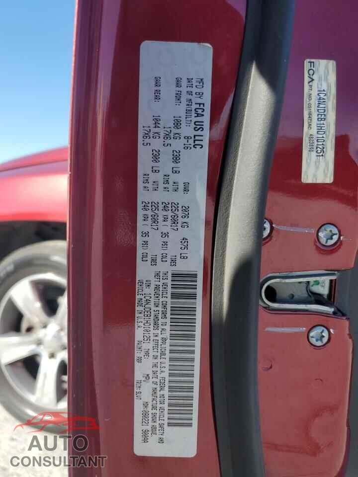 JEEP COMPASS 2017 - 1C4NJDEB1HD101251