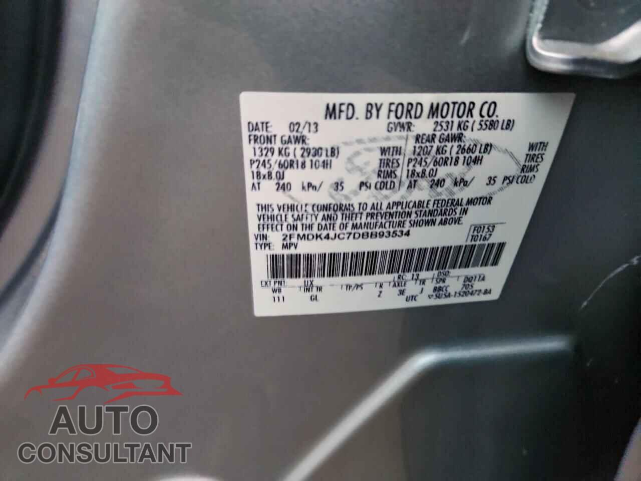 FORD EDGE 2013 - 2FMDK4JC7DBB93534