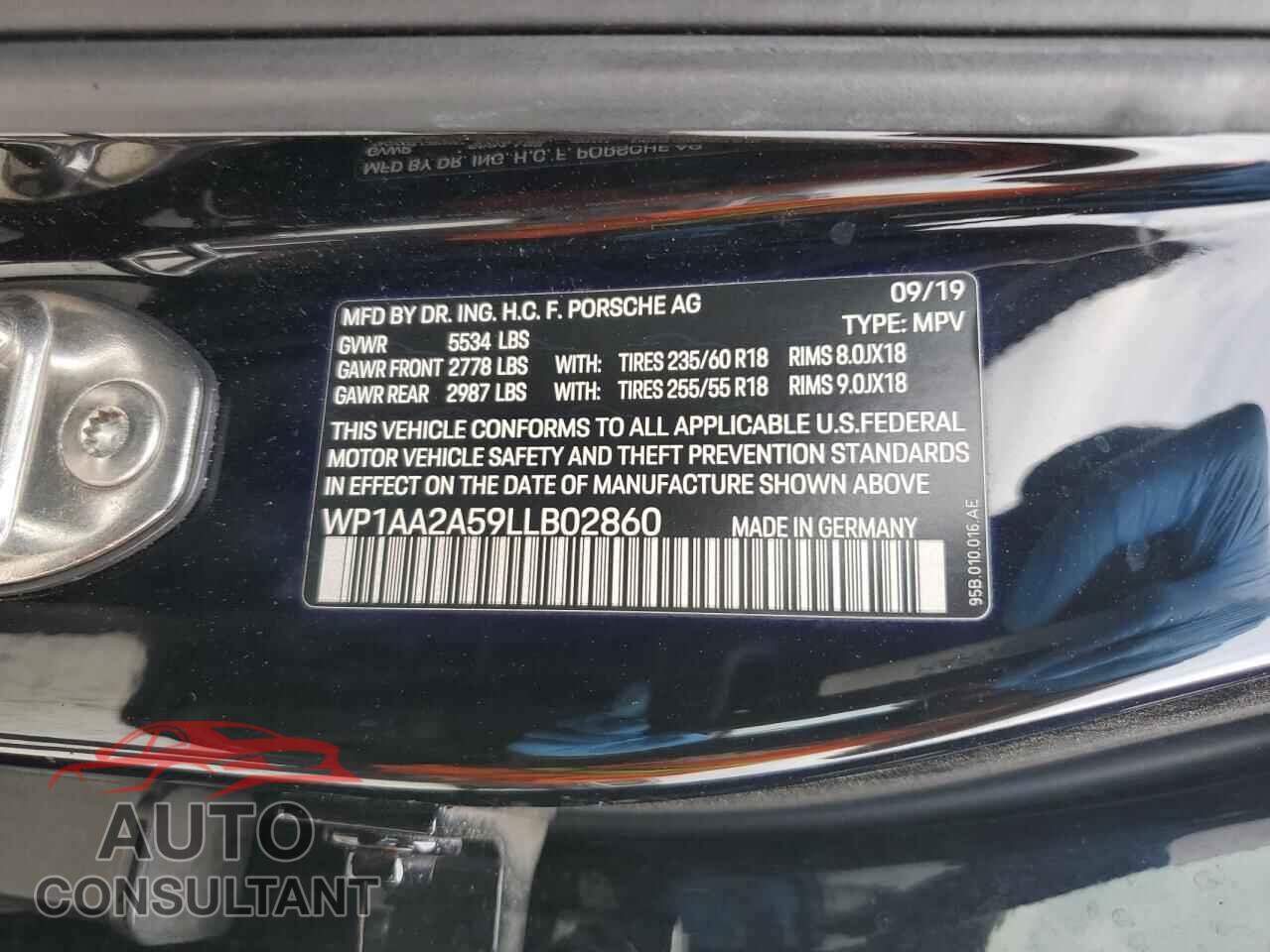 PORSCHE MACAN 2020 - WP1AA2A59LLB02860