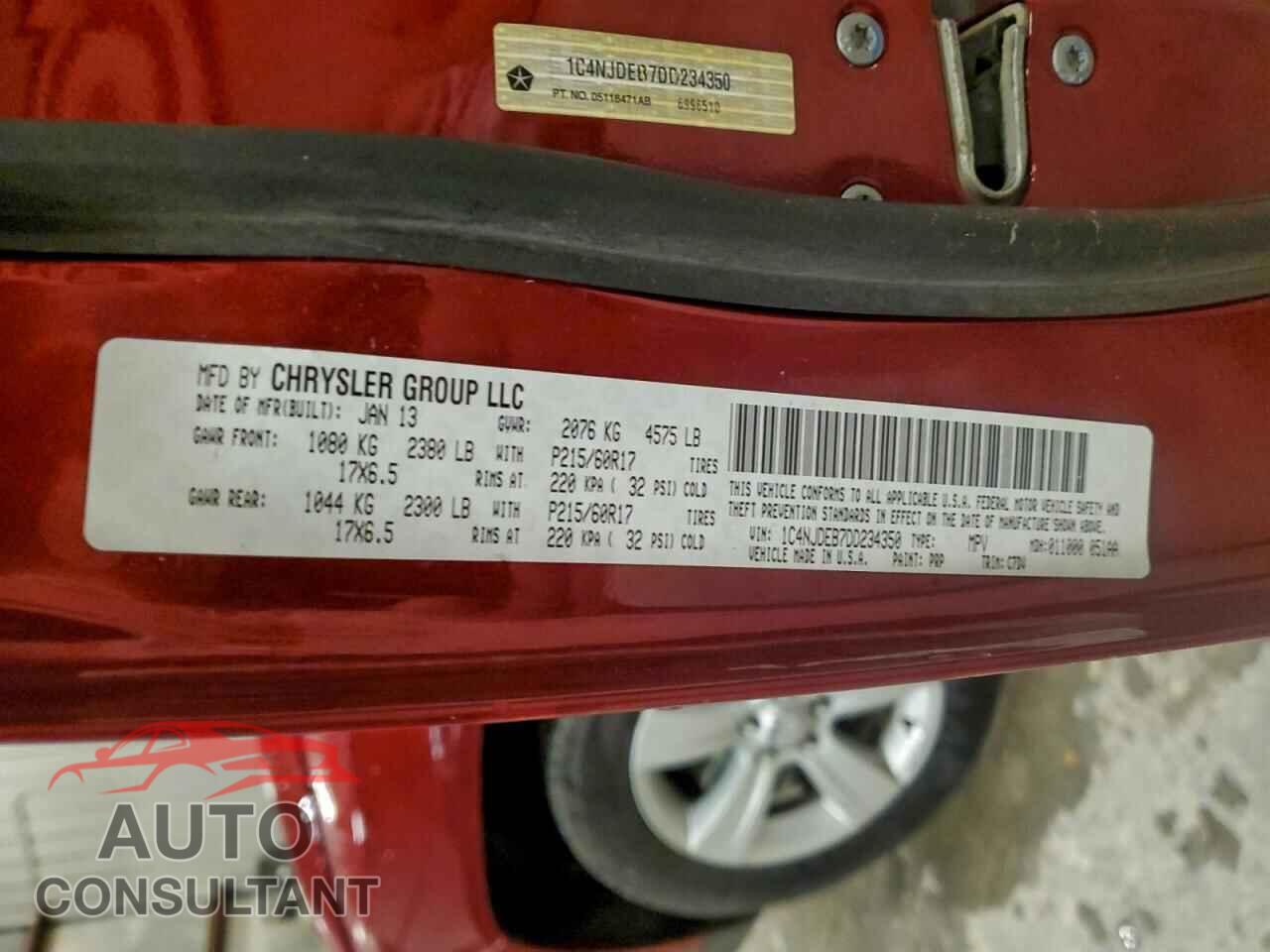 JEEP COMPASS 2013 - 1C4NJDEB7DD234350
