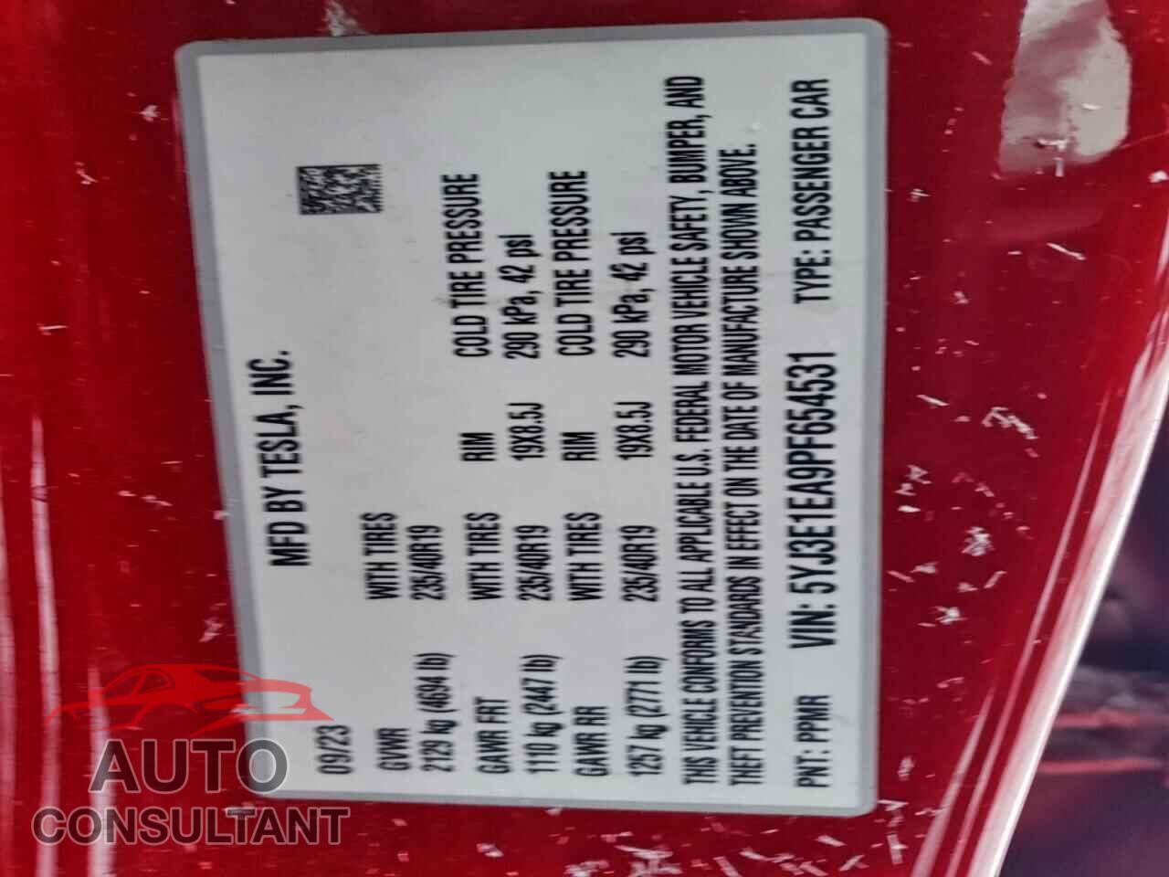 TESLA MODEL 3 2023 - 5YJ3E1EA9PF654531
