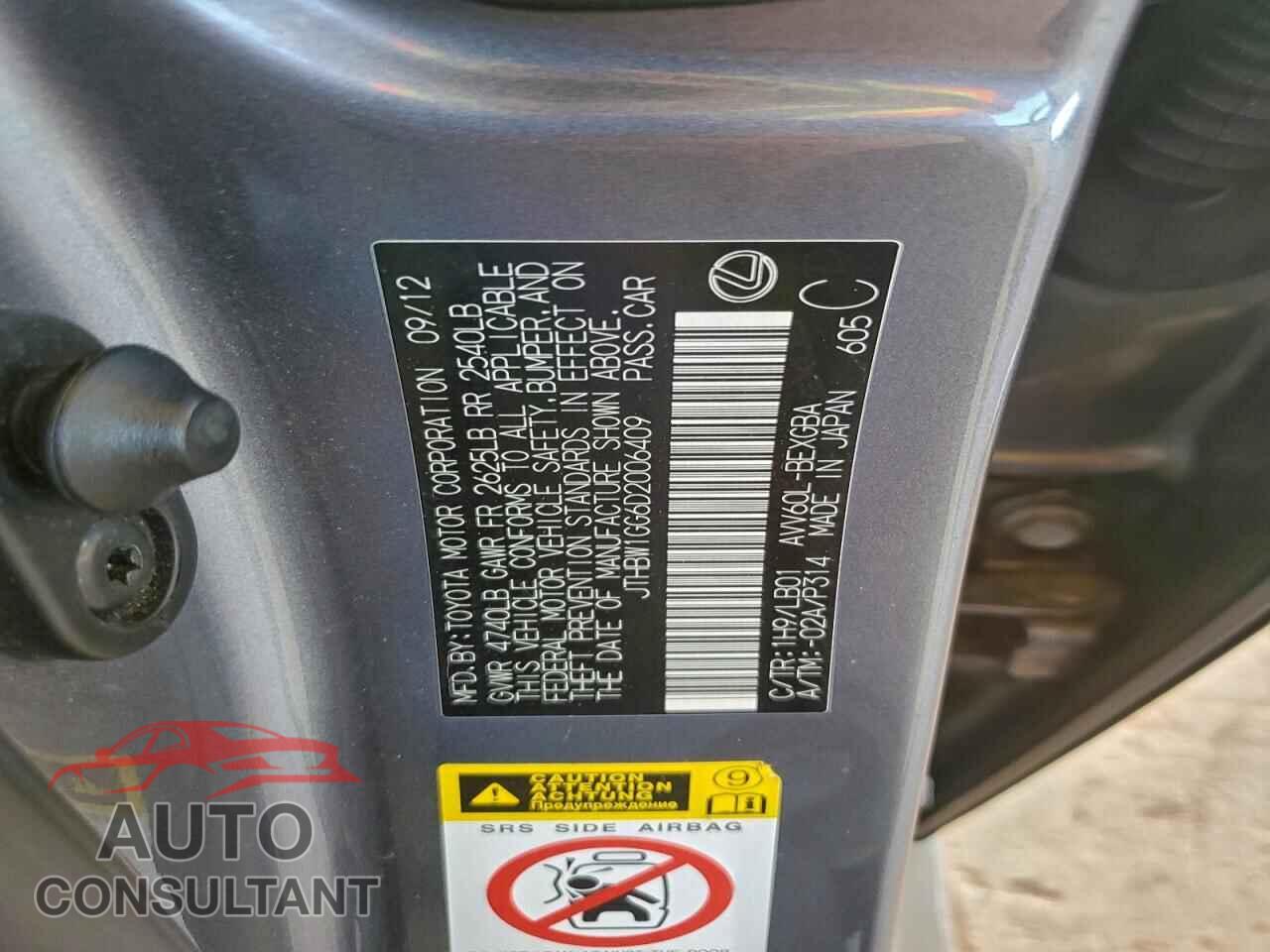 LEXUS ES300 2013 - JTHBW1GG6D2006409