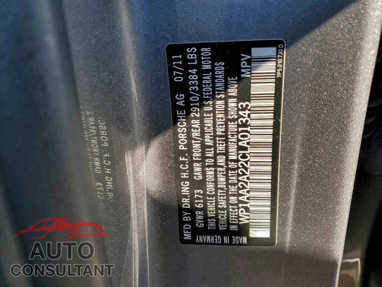 PORSCHE CAYENNE 2012 - WP1AA2A22CLA01343