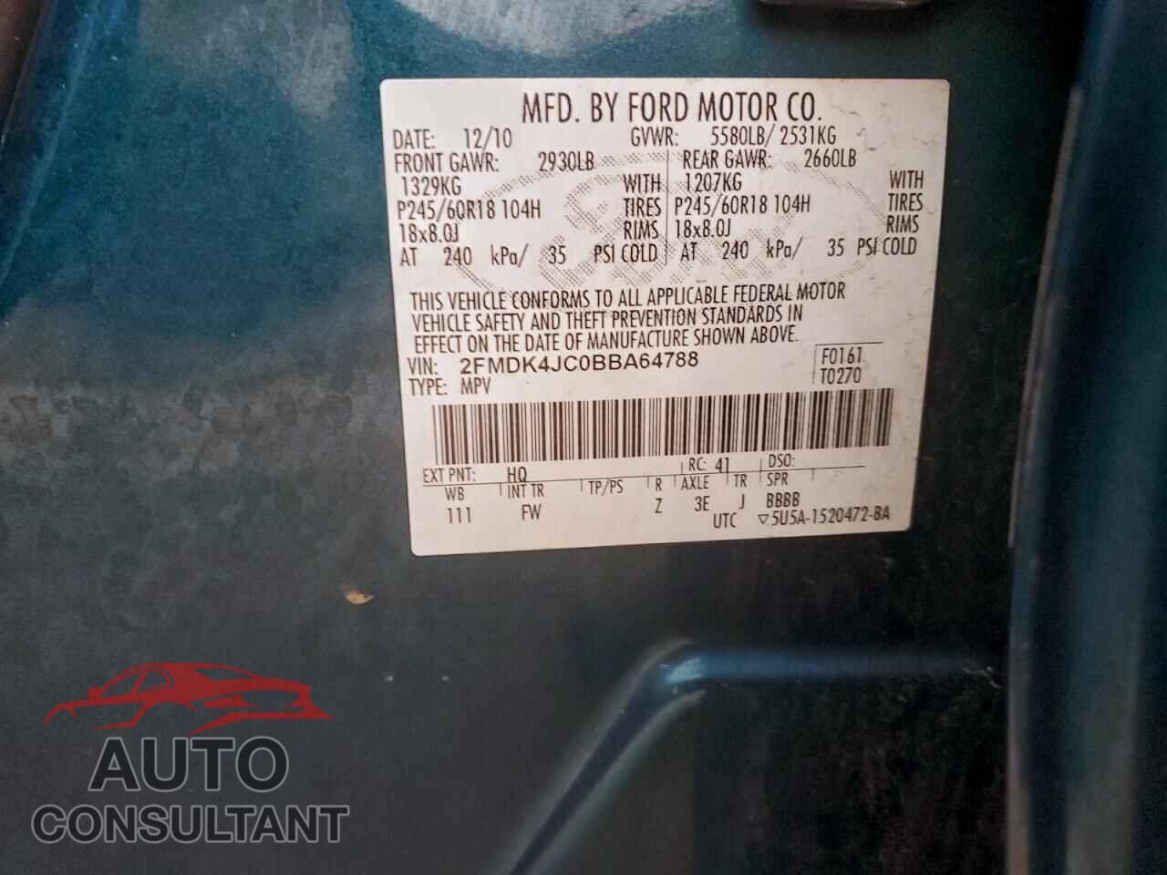 FORD EDGE 2011 - 2FMDK4JC0BBA64788