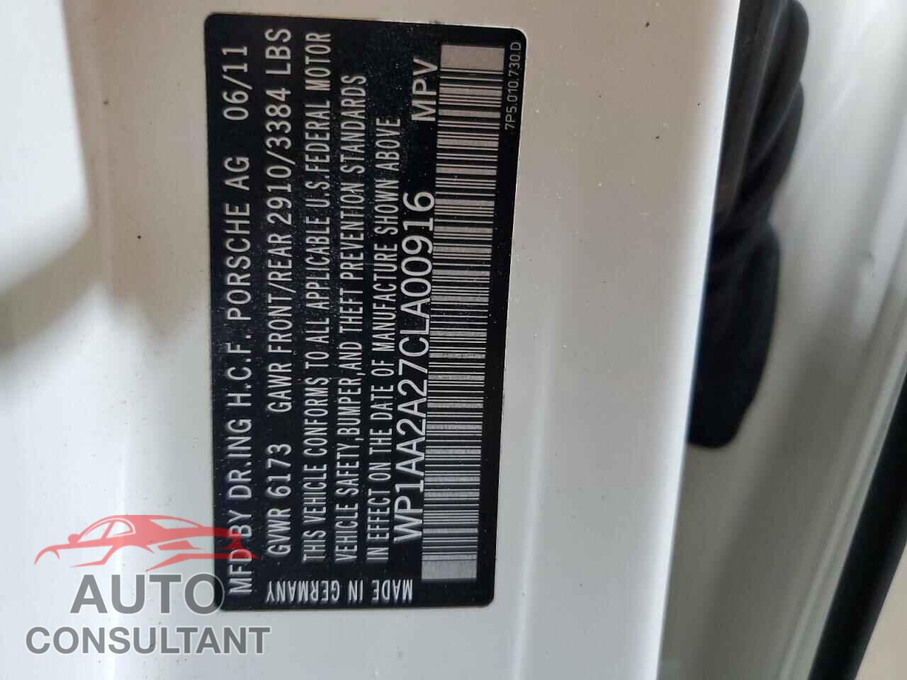 PORSCHE CAYENNE 2012 - WP1AA2A27CLA00916