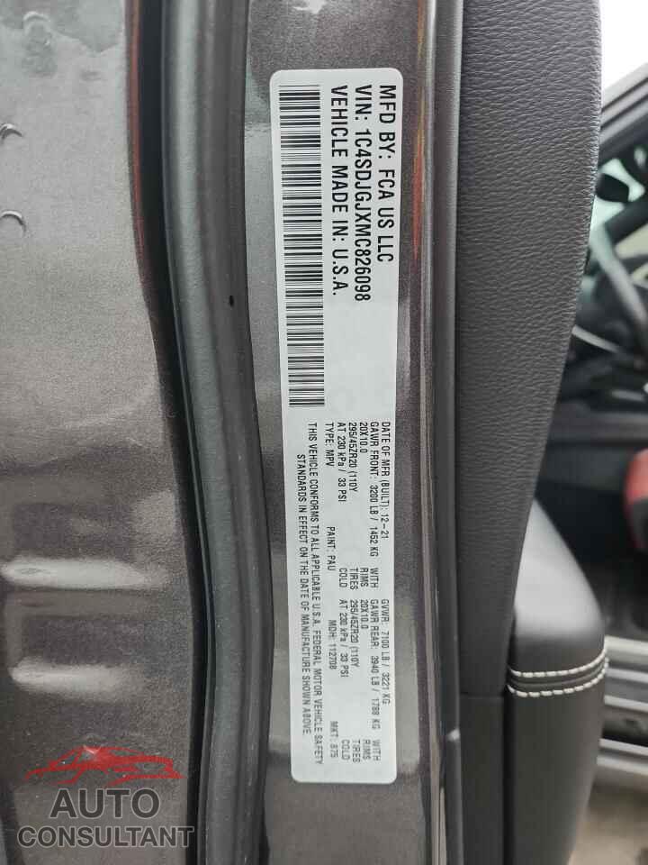DODGE DURANGO 2021 - 1C4SDJGJXMC826098