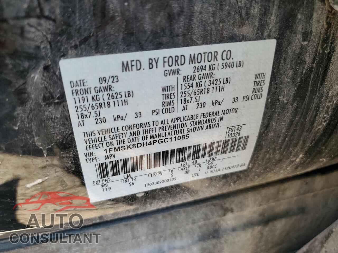 FORD EXPLORER 2023 - 1FMSK8DH4PGC11085