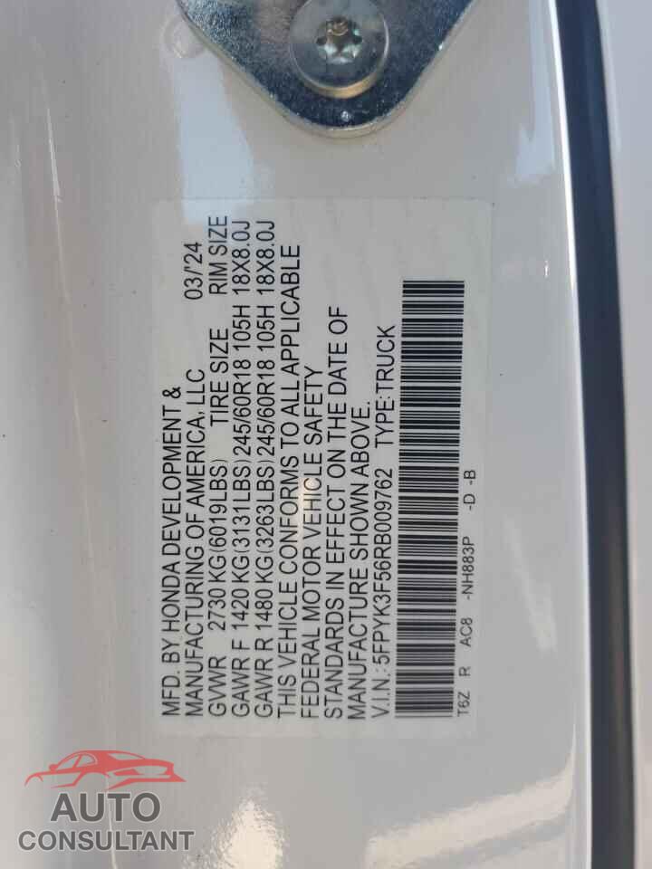 HONDA RIDGELINE 2024 - 5FPYK3F56RB009762