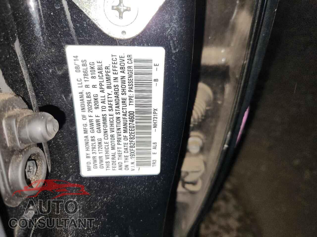 HONDA CIVIC 2014 - 19XFB2F82EE074600