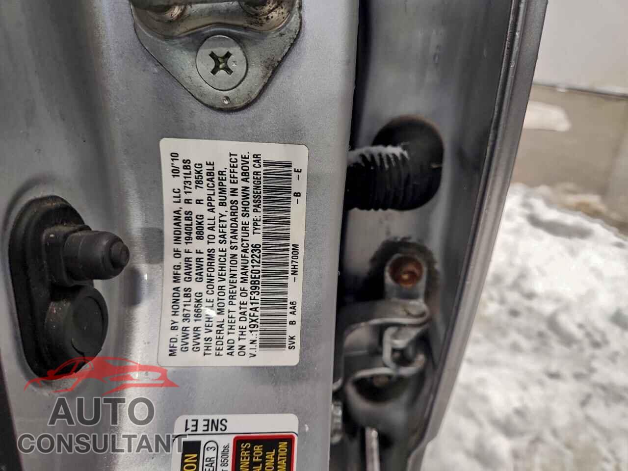 HONDA CIVIC 2011 - 19XFA1F39BE012236