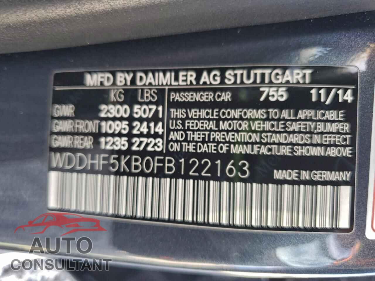 MERCEDES-BENZ E-CLASS 2015 - WDDHF5KB0FB122163