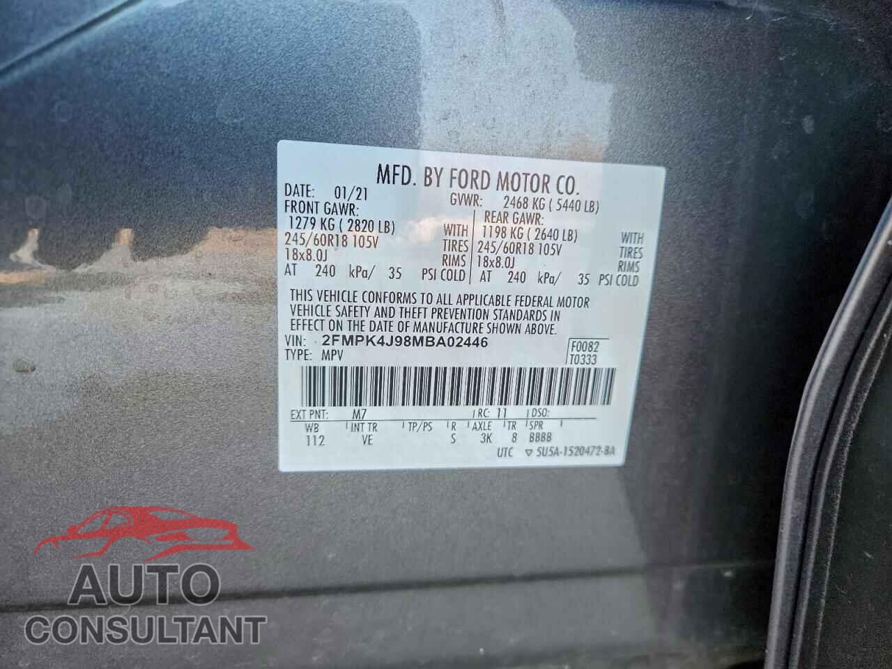 FORD EDGE 2021 - 2FMPK4J98MBA02446