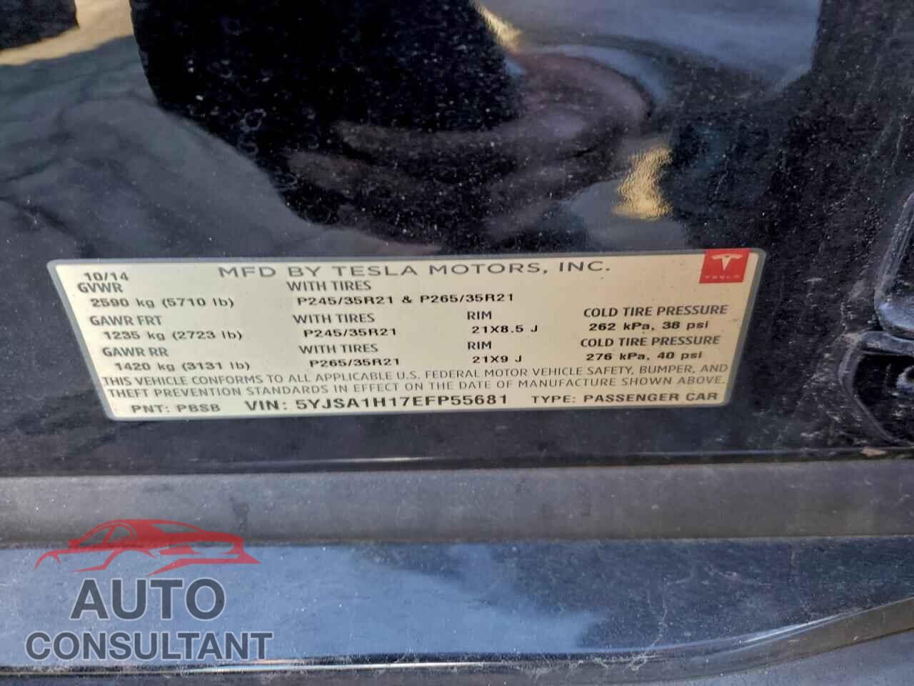 TESLA MODEL S 2014 - 5YJSA1H17EFP55681