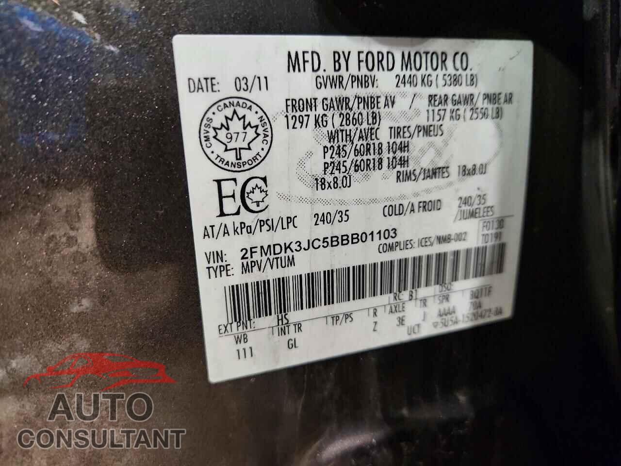 FORD EDGE 2011 - 2FMDK3JC5BBB01103