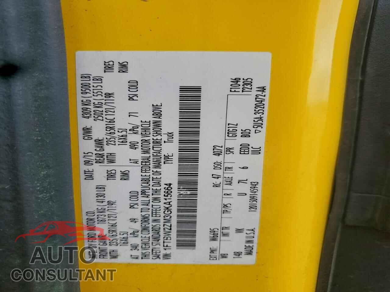 FORD TRANSIT 2016 - 1FTBW2ZM3GKA15664